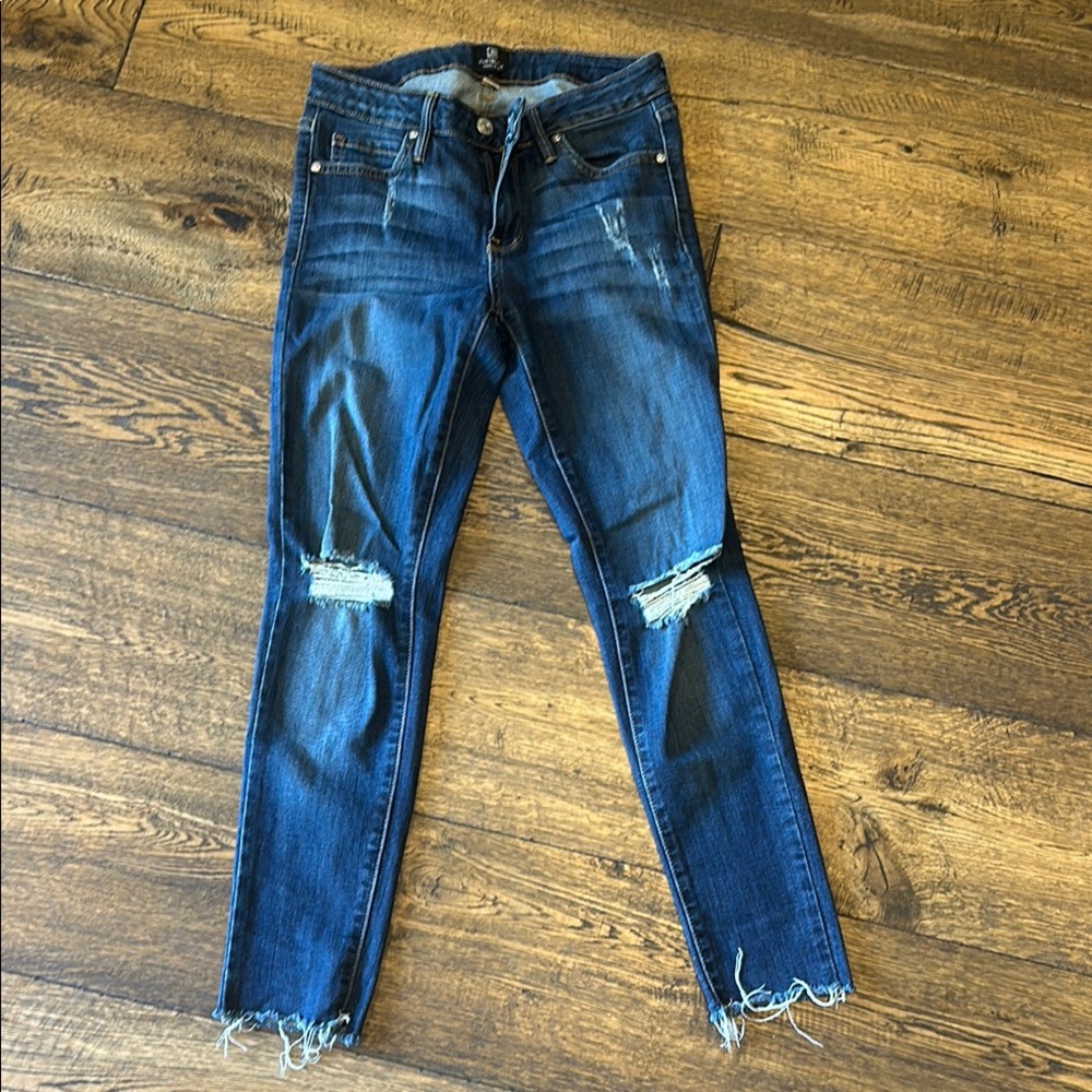 Just Black Blue Skinny Jeans with Modern Distressing